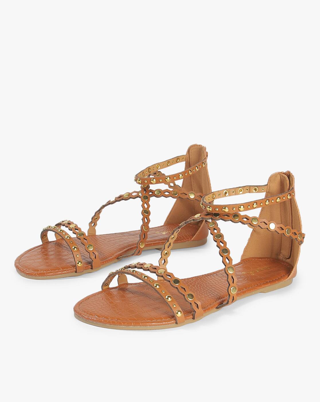 Buy Brown Flat Sandals for Women by QUPID Online | Ajio.com