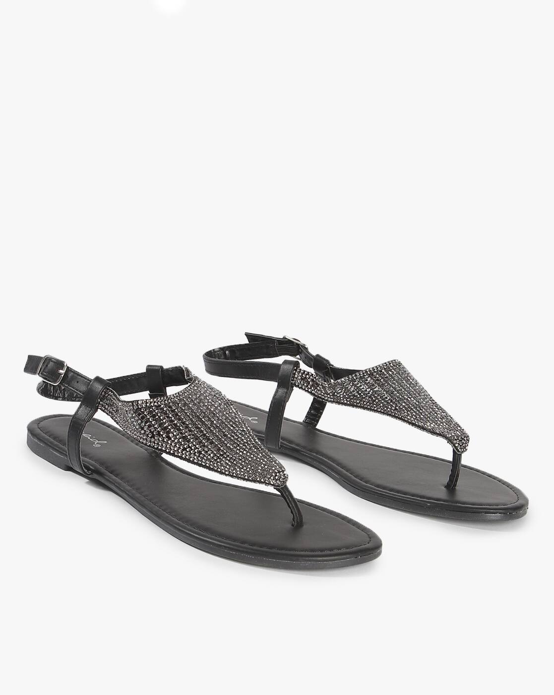 qupid embellished flat sandals