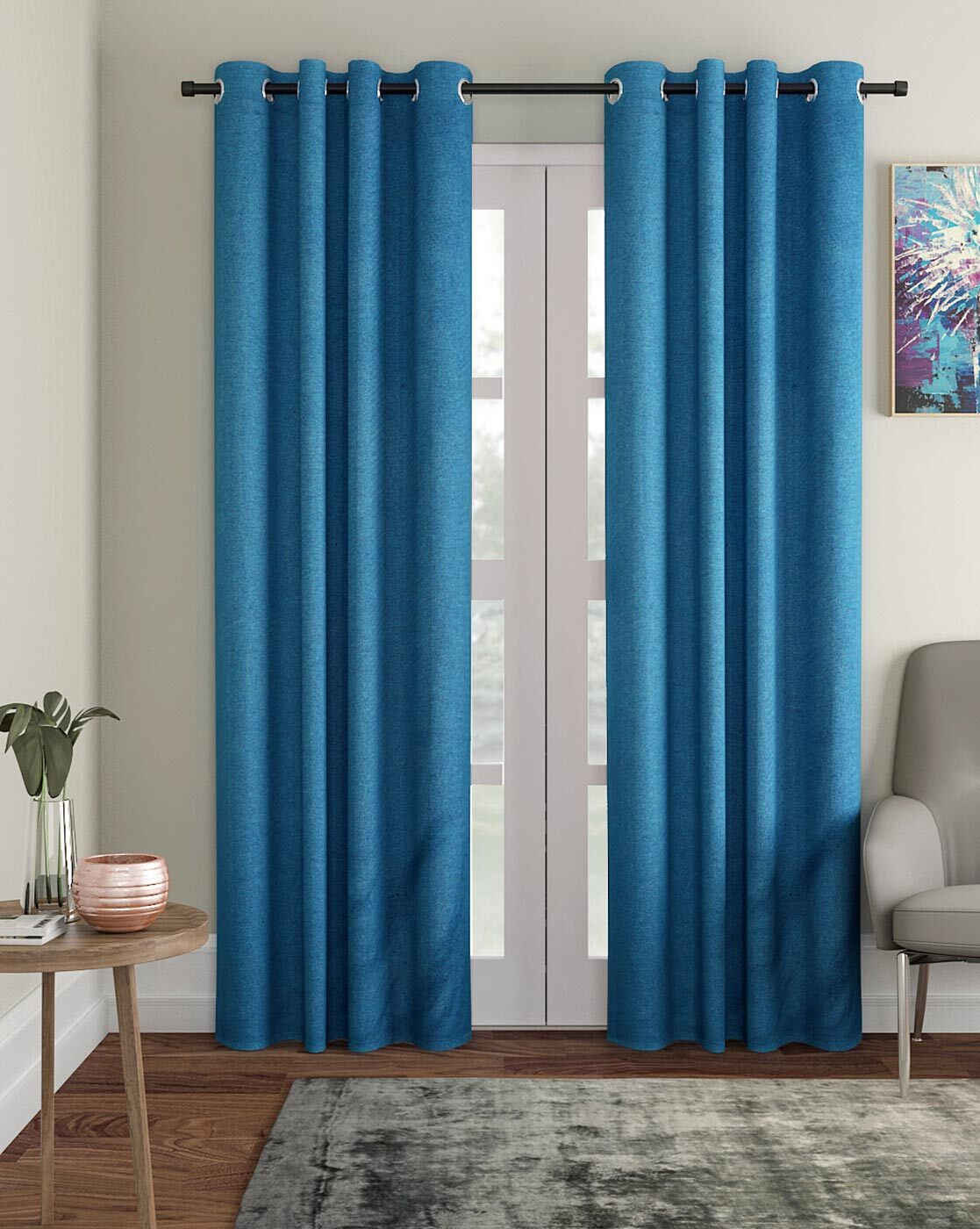 Buy Blue Curtains Accessories For Home Kitchen By Soumya Online Ajiocom