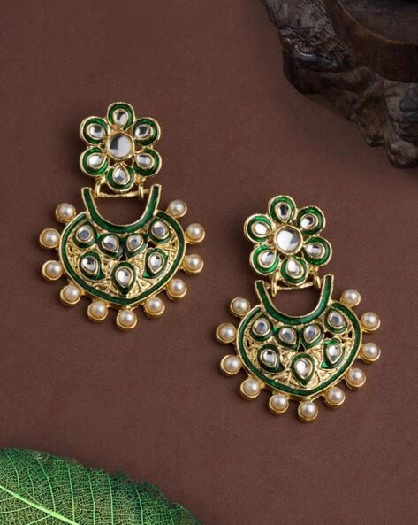 Buy Teejh Manika Dark Green Stone Stud Earrings Online At Best Price  Tata  CLiQ