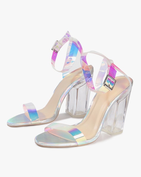 Qupid clear strap on sale block heeled sandals