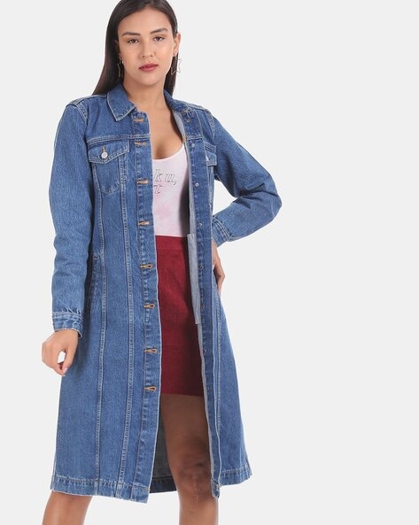 Buy JQ3 Women Fashion Long Loose Maxi Distressed Denim Trench Jacket Coat  Casual Plus Size Lapel Fringed Cut Large Hem Online at desertcartINDIA