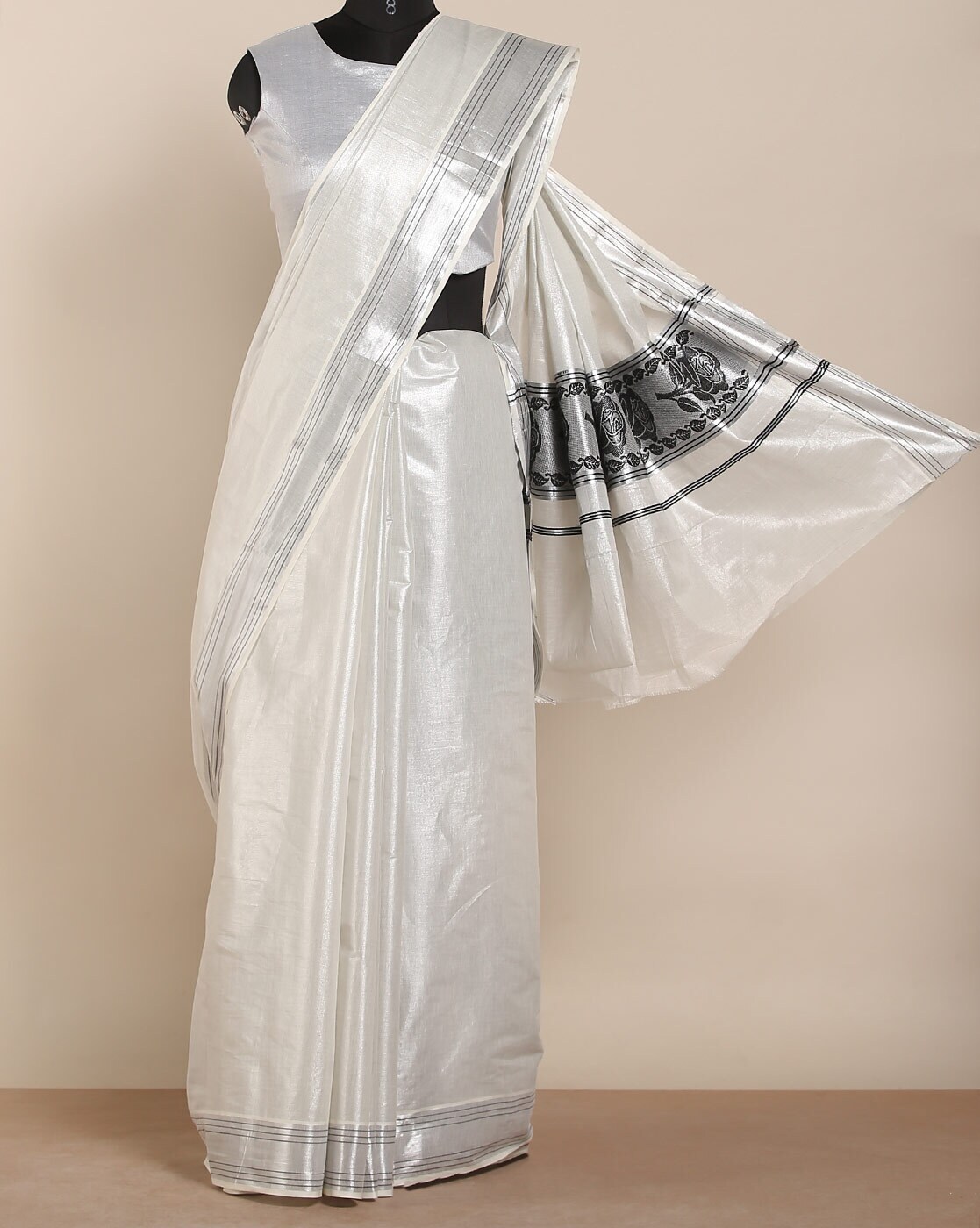 white and silver saree for wedding