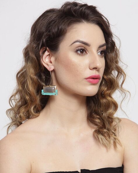 Buy DressBerry Silver Toned & Grey Printed Drop Earrings - Earrings for  Women 1196296 | Myntra