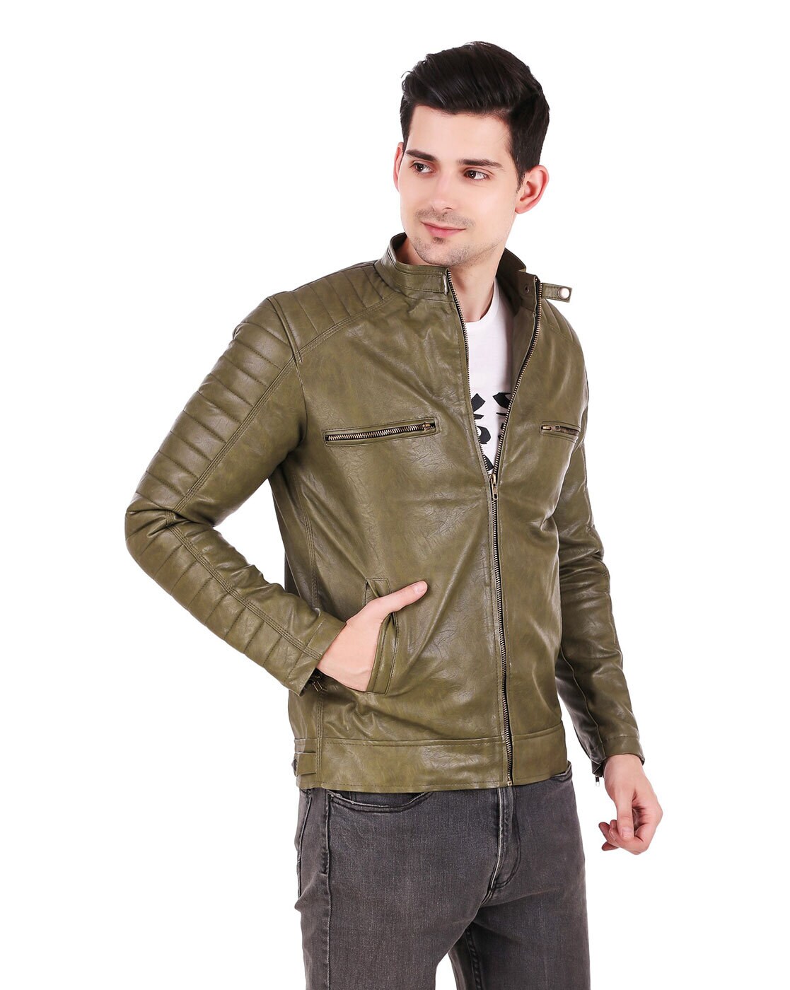 Buy Mens Solid Bomber Jacket| biker jacket| zip-front| polyeseter jacket|  blue jacket Online at Best Prices in India - JioMart.