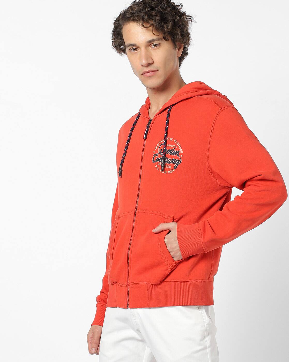 orange polo zip up hoodie