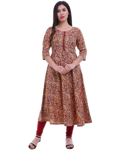Abstract Print Slits Flared Kurta