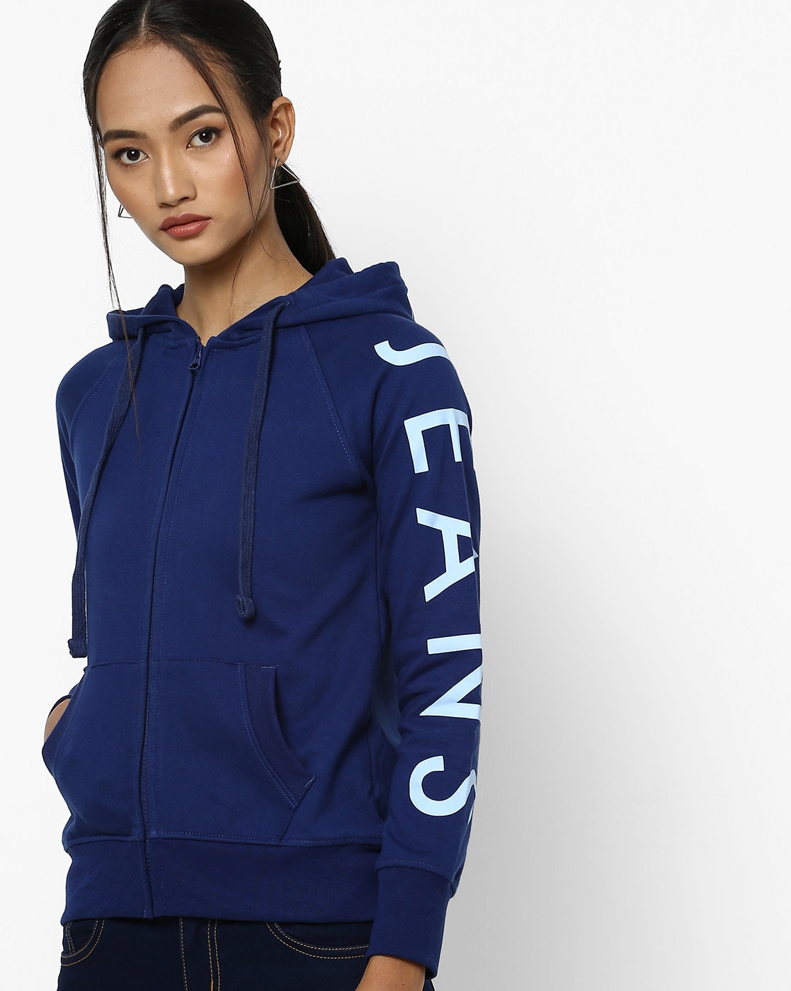 womens navy blue zip up hoodie