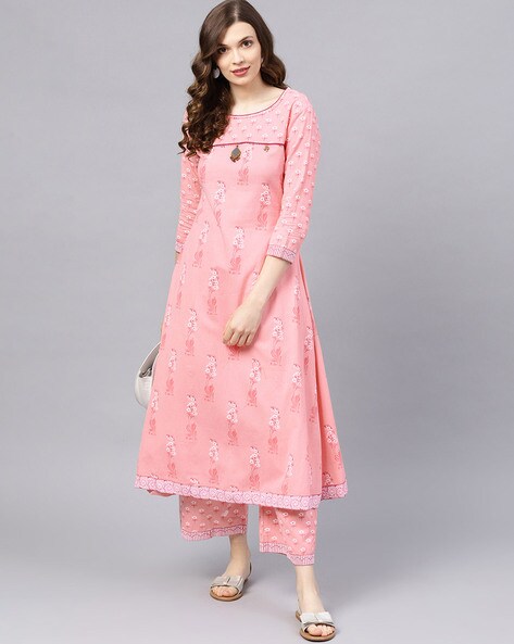 Floral Print Flared Kurta Set