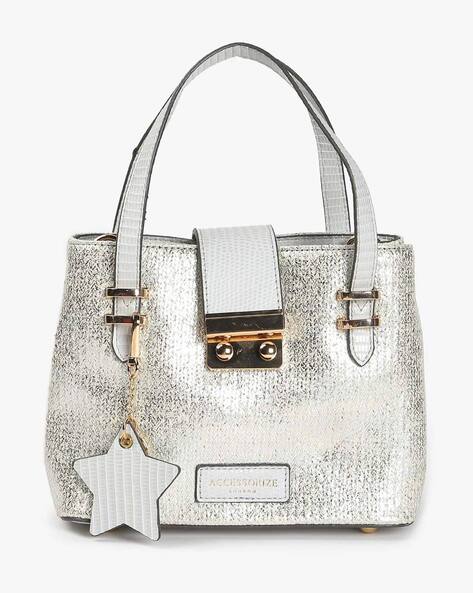 Metallic grey handbags online