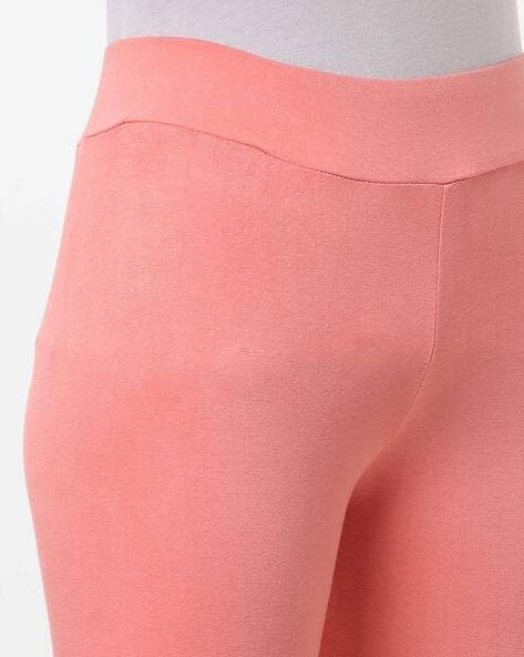 Frenchtrendz | Buy Frenchtrendz Cotton Spandex Coral Pink Ankle Leggings  Online India