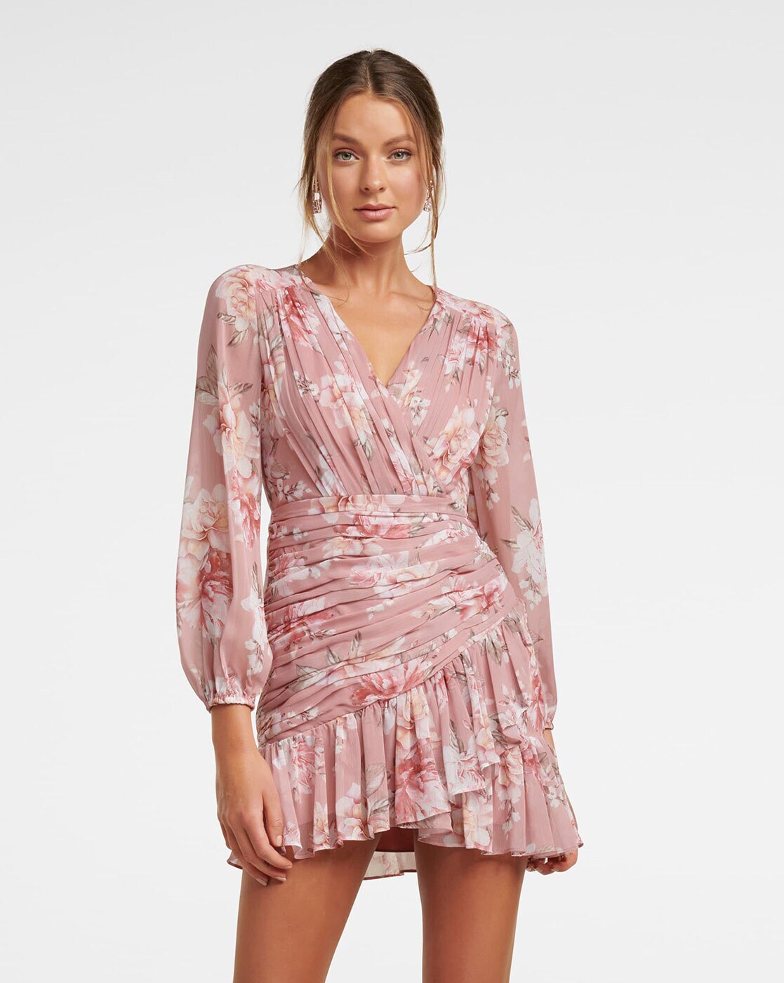 Forever New shoulder pad embellished mini dress in pink | ASOS