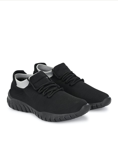 AFROJACK Black Performance Textured Sports Shoes with Lace Fastening
