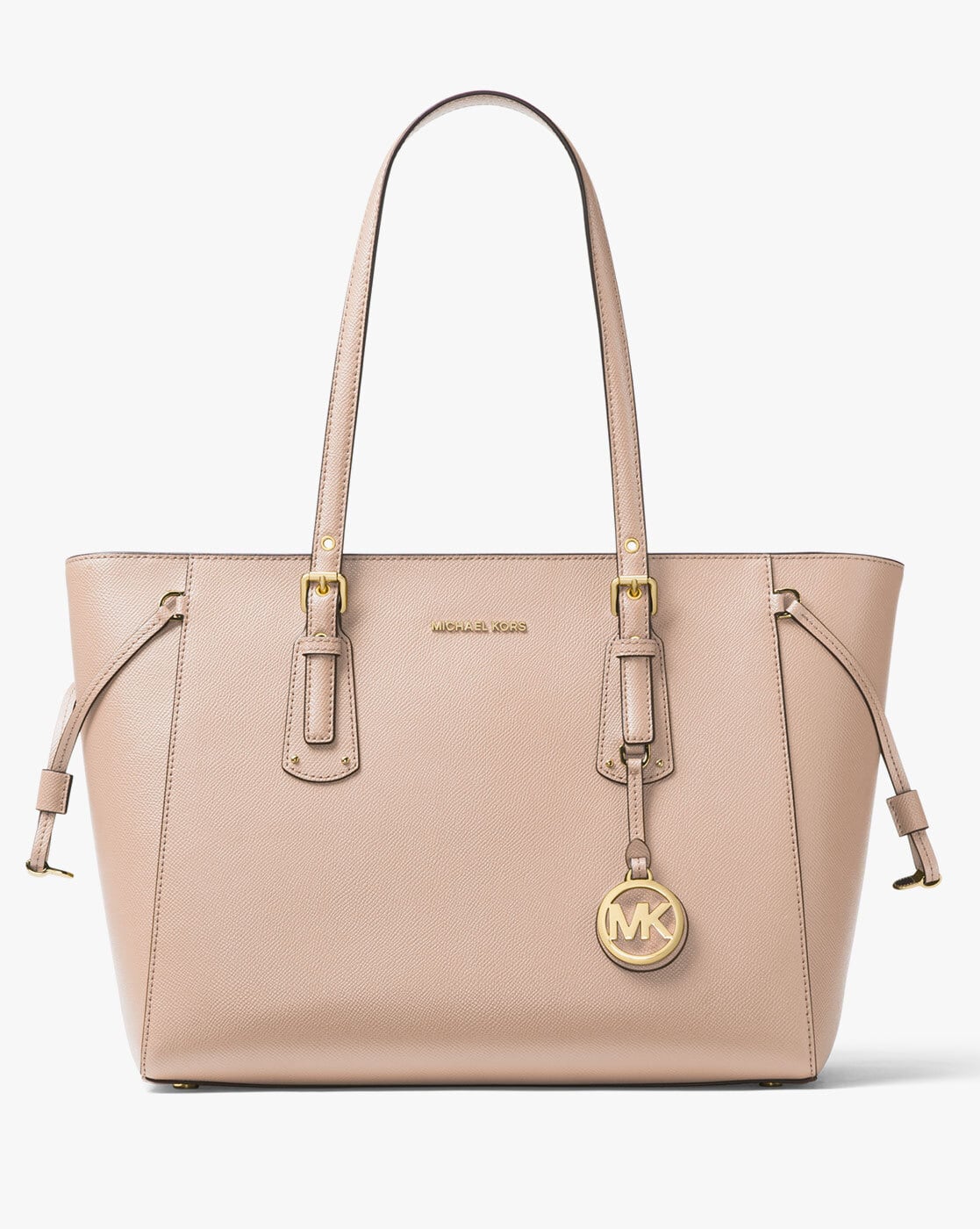 Michael Kors shops Bedford Pebble leather light pink Medium tote Gold tone accents two