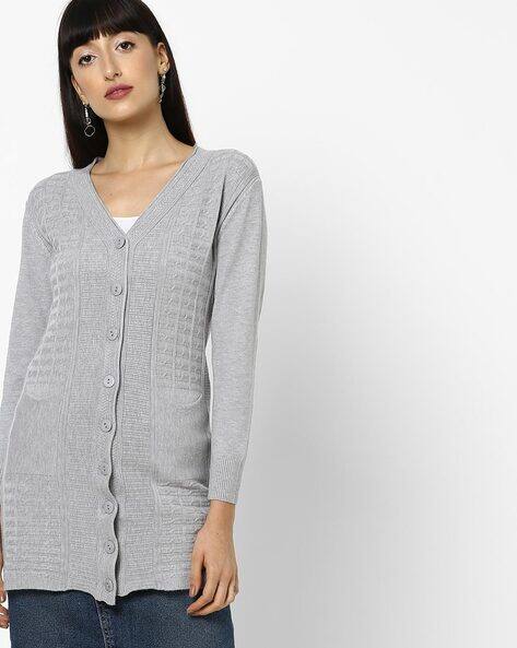 V-neck Cardigan with Front Pockets