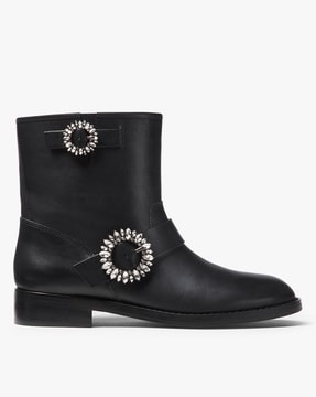 viola embellished leather moto boot