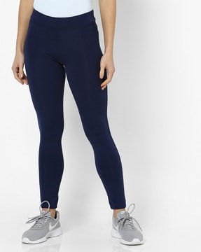 Ankle-Length Sports Leggings with Mesh Panel