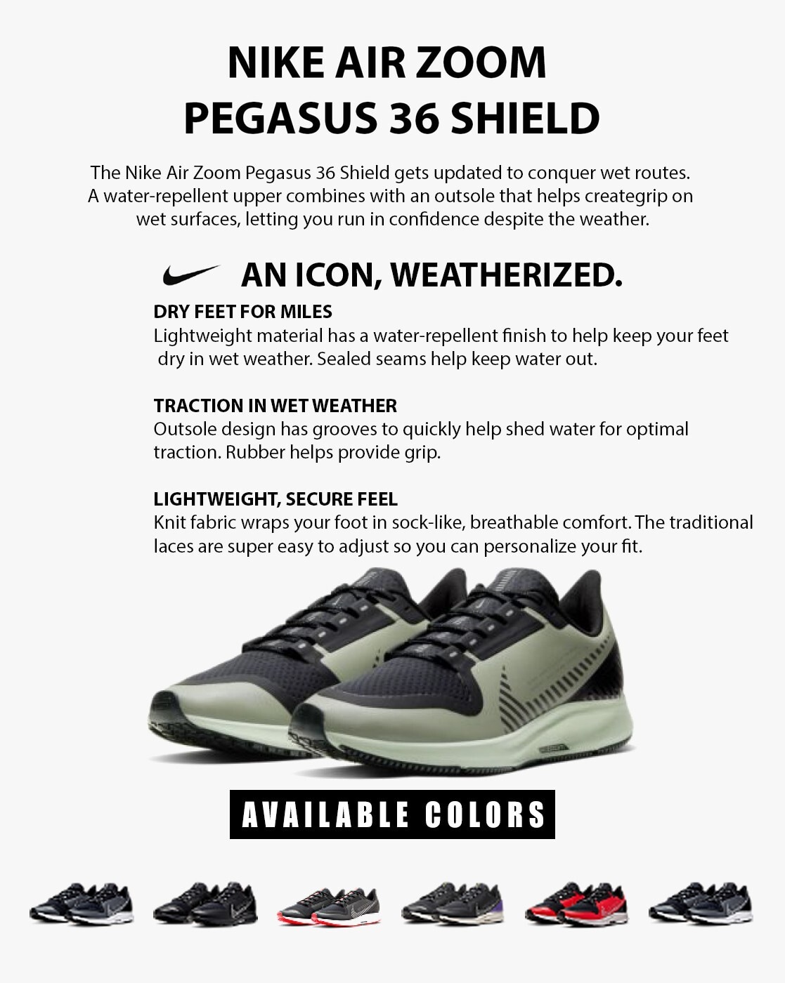 Air zoom pegasus on sale 36 shield fit