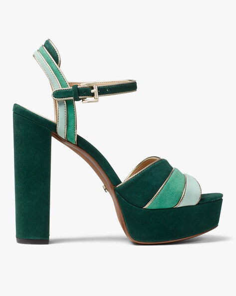 Buy Michael Kors Harper Platform Heels with Ankle Strap | Green Color Women  | AJIO LUXE