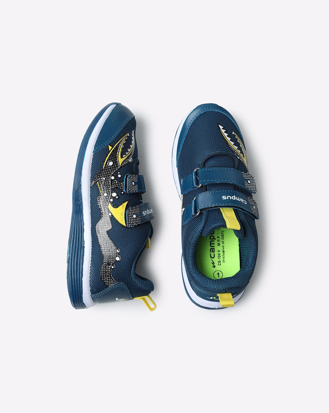 blue and gold athletic shoes