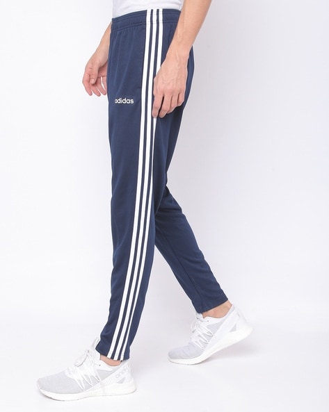 Adidas Sweatpants Mens L Navy Blue Polyester White 3 Stripes Relaxed Fit