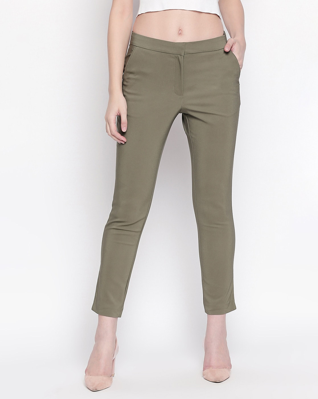 Annabelle Women Solid Navy Trousers - Selling Fast at Pantaloons.com