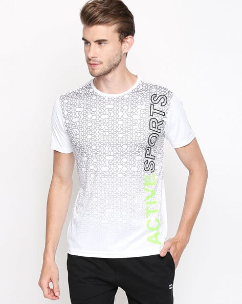 Geometric Print Slim Fit Crew-Neck T-shirt