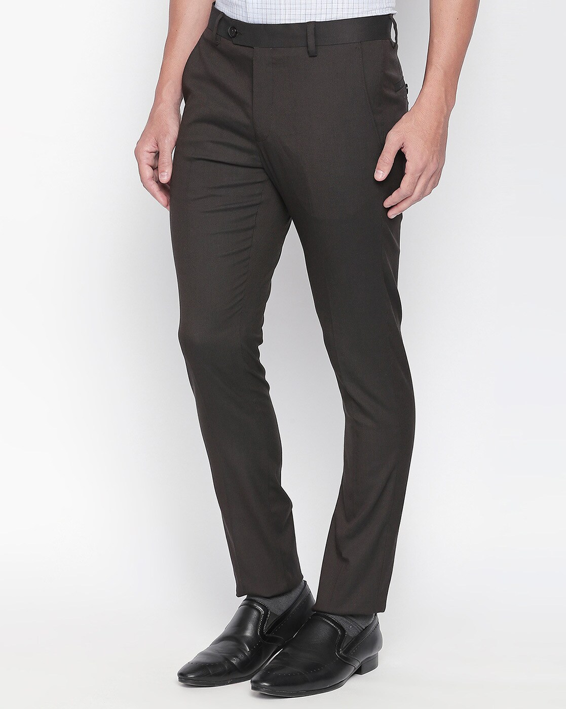 Richard Parker Men Solid Dark Navy Trousers - Selling Fast at Pantaloons.com