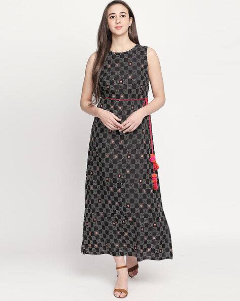 Geometric Print Gown Dress
