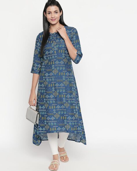 Geometric Print Straight Kurta