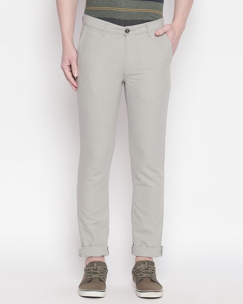 Byford Men Solid Slim Fit Casual White Trouser - Selling Fast at  Pantaloons.com