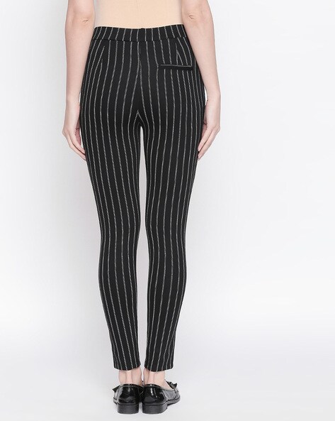 Striped jeggings outlet black and white