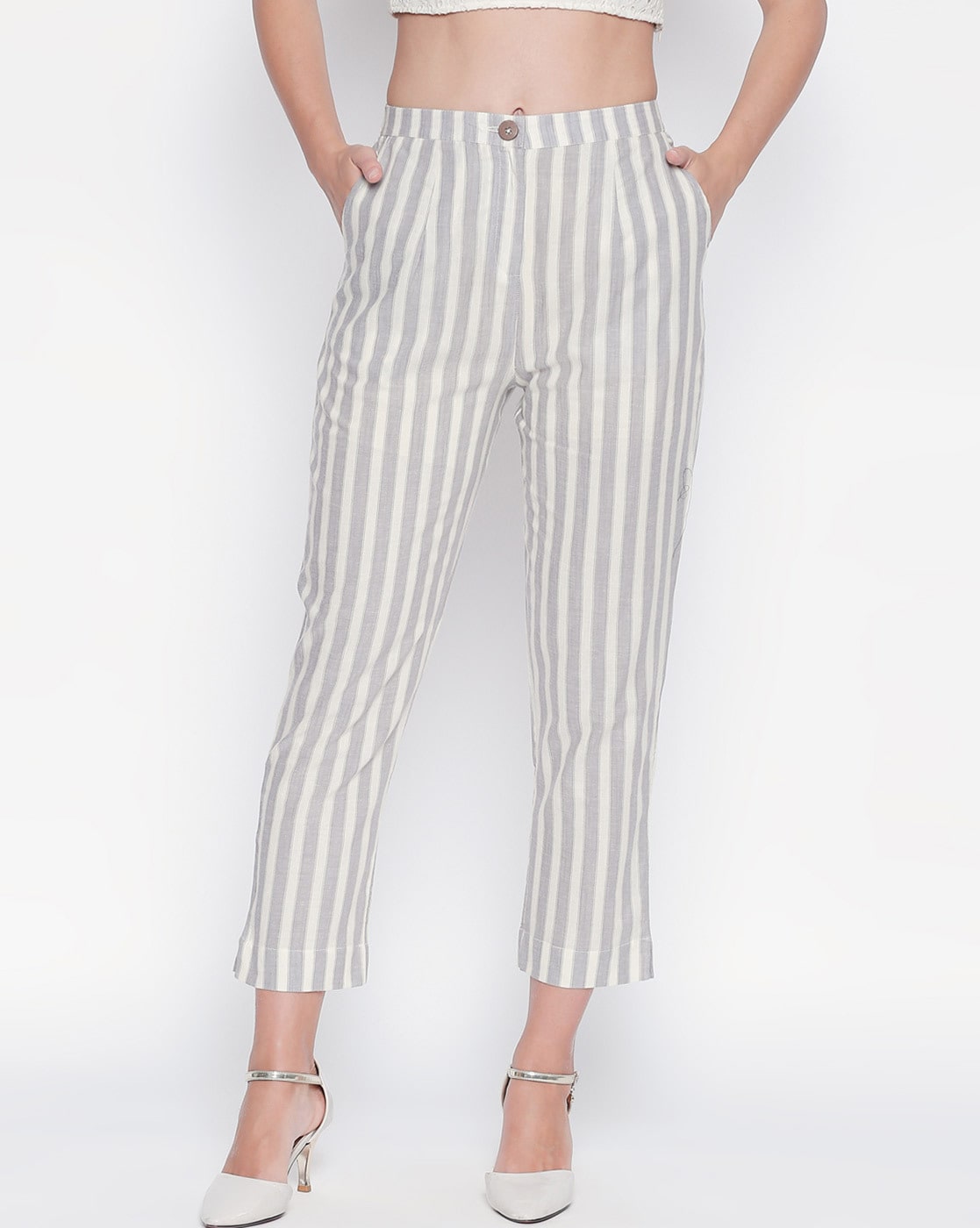 Buy COME THROUGH STRIPED PANTS for Women Online in India