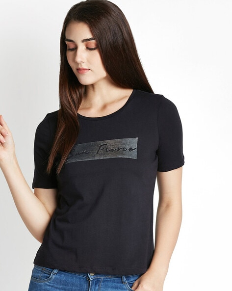 Buy Black Tshirts for Women by SF Jeans by Pantaloons Online