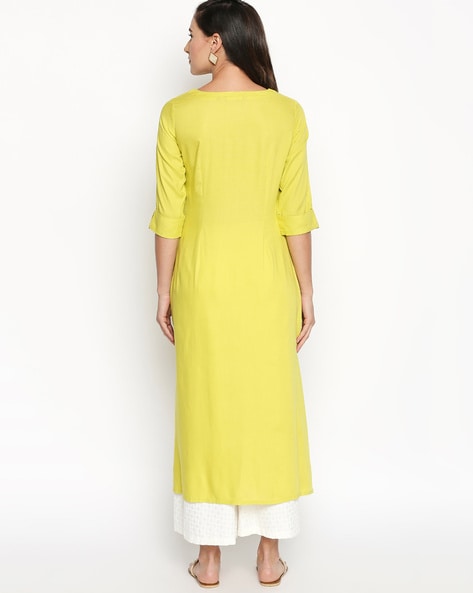 Buy Lime Yellow Kurtas for Women by Rangmanch by Pantaloons Online
