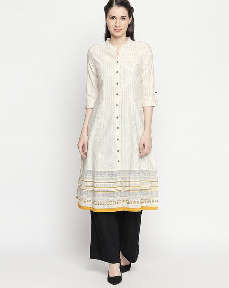 Rangmanch By Pantaloons Cotton Off White Kurtas - Buy Rangmanch By