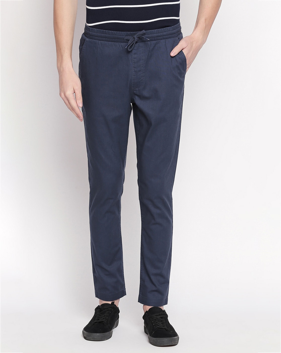 Urban Ranger by Pantaloons Sky Blue Cotton Slim Fit Jogger Pants