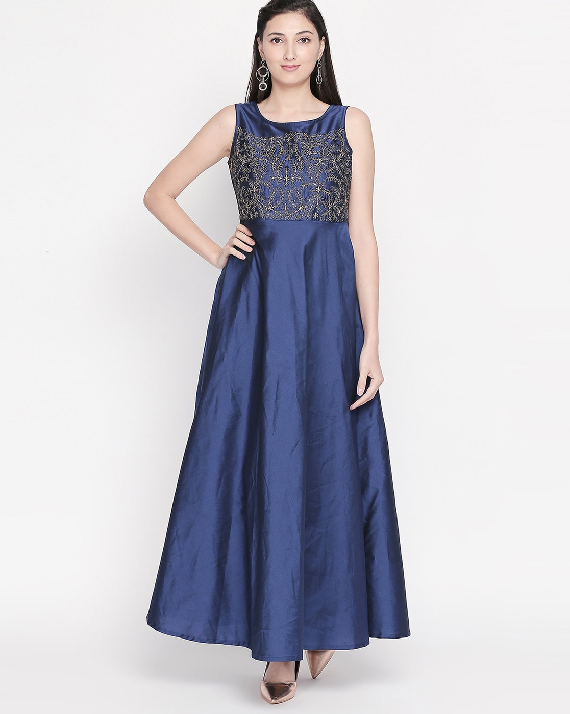 Desi Weavess Ethnic Dresses : Buy Desi Weavess Navy Blue Embroidered Dress  Online | Nykaa Fashion.