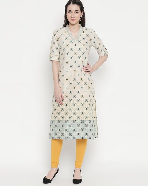 Floral Print Straight Kurta