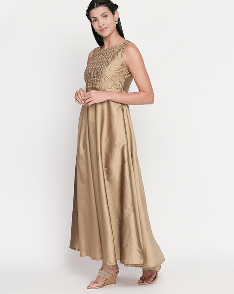 Akkriti by Pantaloons Women Gown Gold, Brown Dress - Buy Akkriti by  Pantaloons Women Gown Gold, Brown Dress Online at Best Prices in India |  Flipkart.com