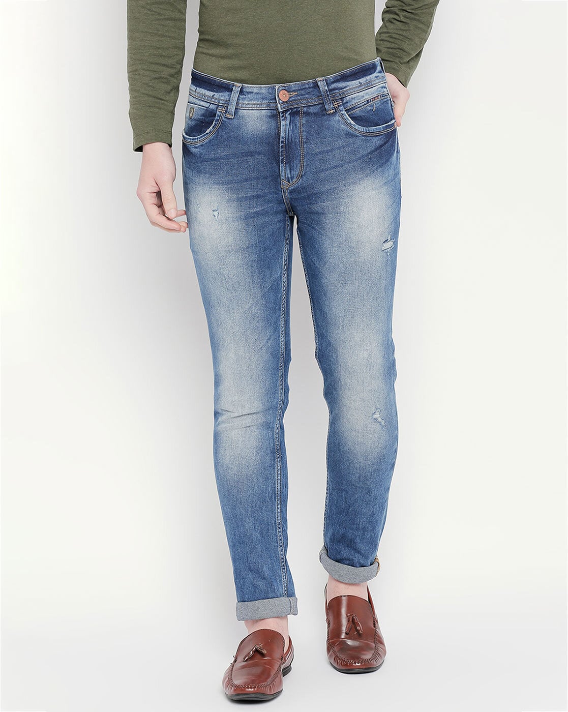 Bare Denim Men Slim Fit Stretch Blue Jeans - Selling Fast at Pantaloons.com