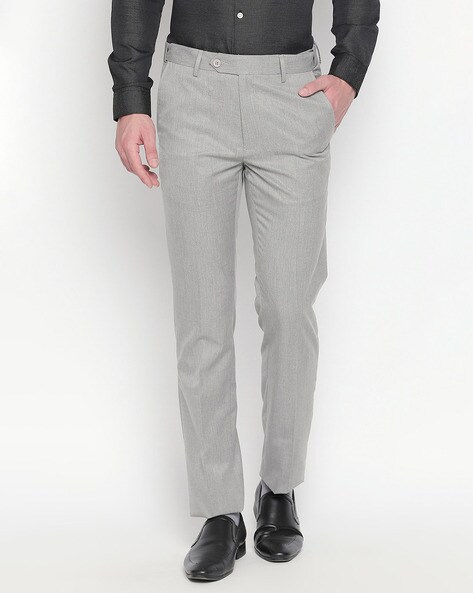 Light Grey Check Ankle-Length Formal Men Tapered Fit Trousers - Selling  Fast at Pantaloons.com