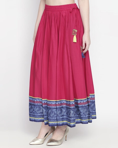 Peach Print Full Length Ethnic Women Regular Fit Skirt Top Set - Selling  Fast at Pantaloons.com