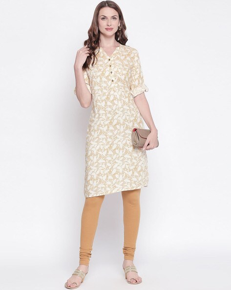 RANGMANCH BY PANTALOONS Women Beige Straight Kurta with