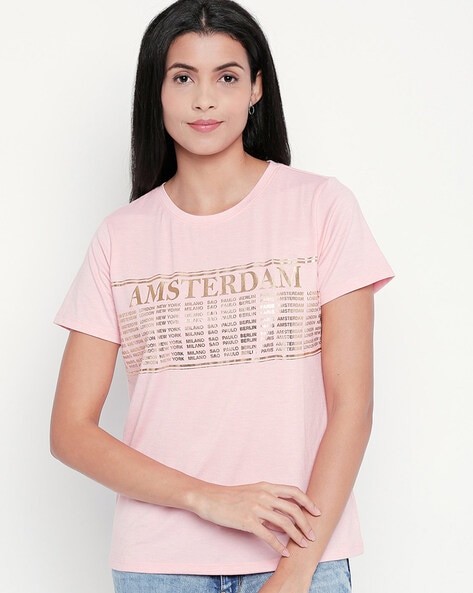 Buy Light Pink Tshirts for Women by Honey by Pantaloons Online