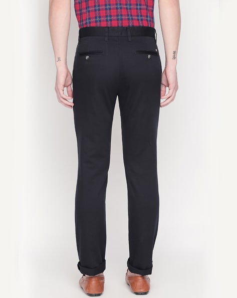 Medium Blue Solid Full Length Formal Men Ultra Slim Fit Trousers - Selling  Fast at Pantaloons.com