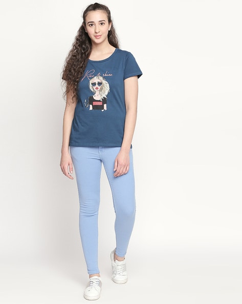 Buy Teal Tshirts for Women by Honey by Pantaloons Online
