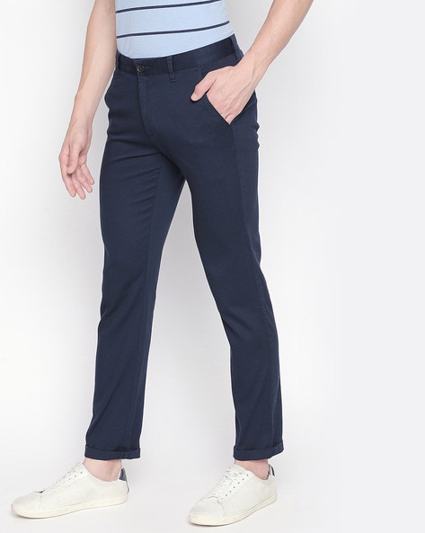 Byford by Pantaloons Ash Grey Cotton Slim Fit Trousers