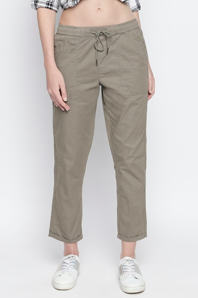 Buy Urban Ranger By Pantaloons Men Blue Slim Fit Solid Regular Trousers -  Trousers for Men 7470626 | Myntra