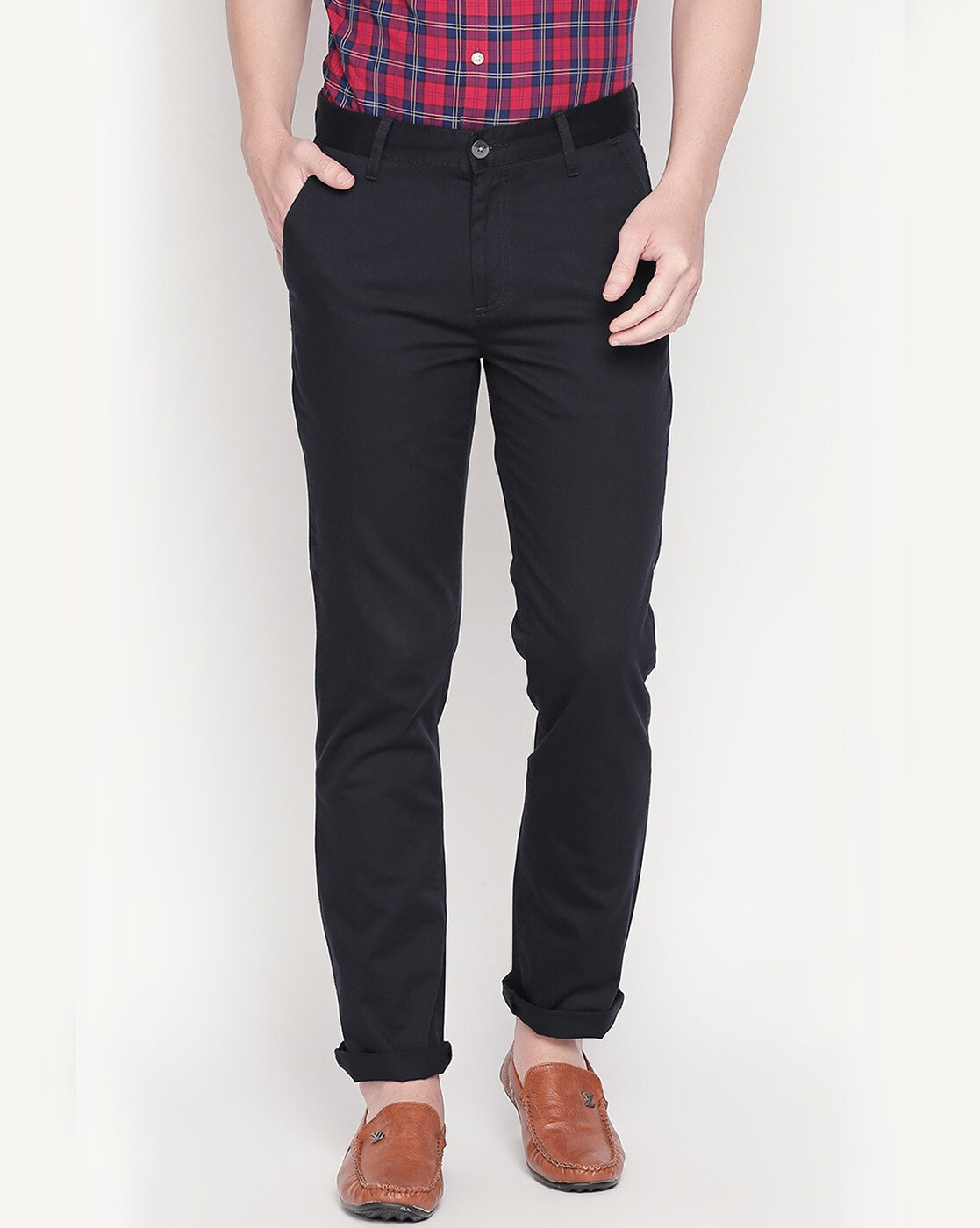 Buy DARK TEAL Trousers & Pants for Men by Byford by Pantaloons Online